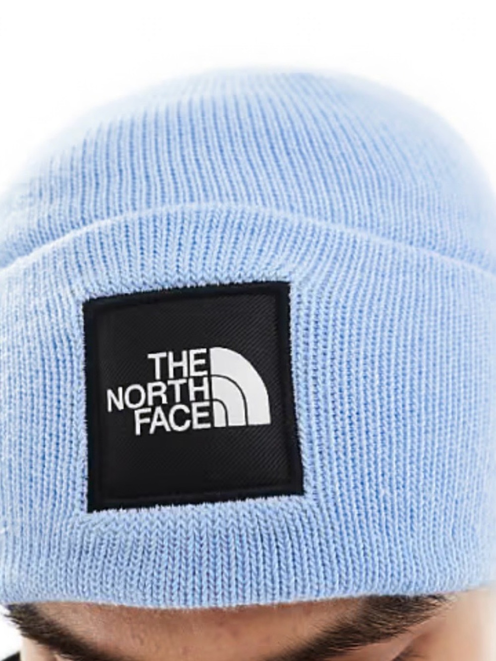 The North Face Kids Pale Blue Cuffed Beanie with Logo Patch
